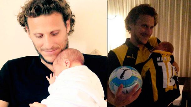 Diego Forlán conoció a su hijo recién nacido y le dedicó tres goles: mirá las fotos y videos