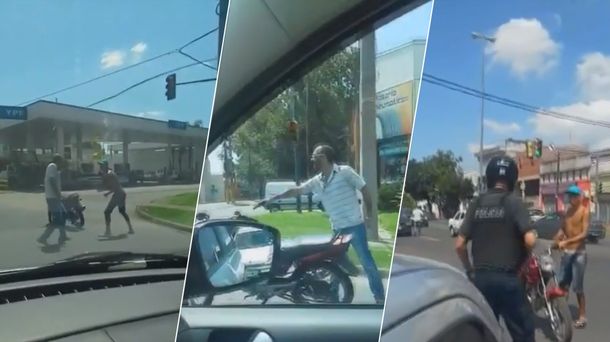 Violencia en plena calle: sacó un arma en una pelea y quedó filmado