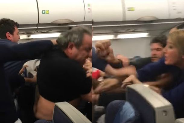 Brutal pelea entre pasajeros&nbsp;
