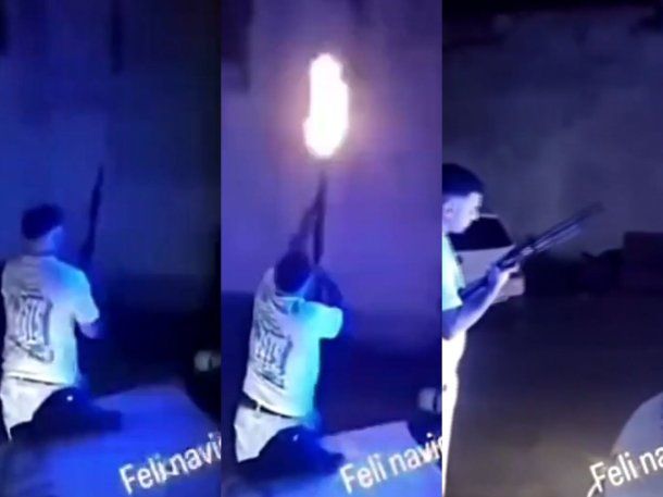 Video: un policía disparó al aire durante los festejos de Navidad