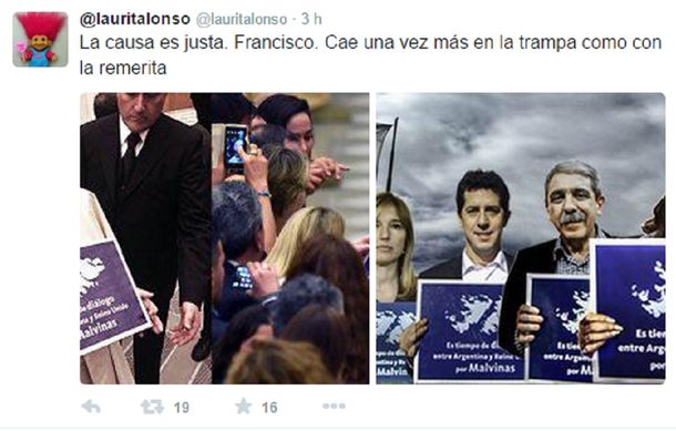 En el PRO contra el Papa: critican la foto por la causa Malvinas