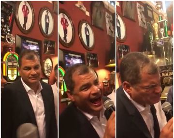 Rafael Correa cantando Hasta Siempre Comandante