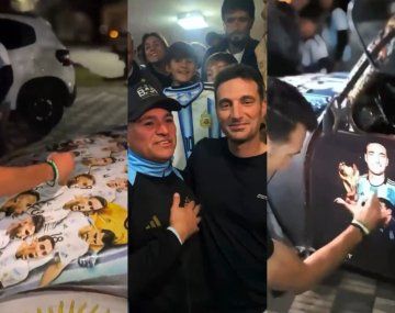 Video: Scaloni sigue recibiendo gente y firmó un auto dedicado a la Scaloneta