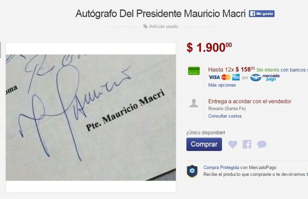 En oferta: venden un autógrafo de Mauricio Macri