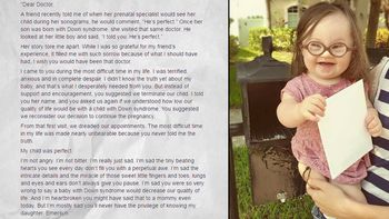 la carta de una madre al medico que le sugirio abortar su bebe con down la carta de una madre al medico que le sugirio abortar su bebe con down