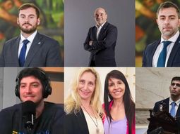 Felipe Núñez, Juan Pedro Inchauspe, Federico Furiase, Juan Doe, Lorena Villaverde con Karina Milei y Shariff Menem Felipe Núñez, Juan Pedro Inchauspe, Federico Furiase, Juan Doe, Lorena Villaverde con Karina Milei y Shariff Menem