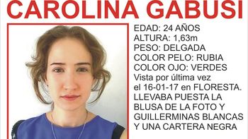 Hallan sana y salva a Carolina Gabusi Hallan sana y salva a Carolina Gabusi