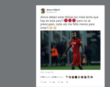 El tuit de Arturo Vidal tras su gol en contra