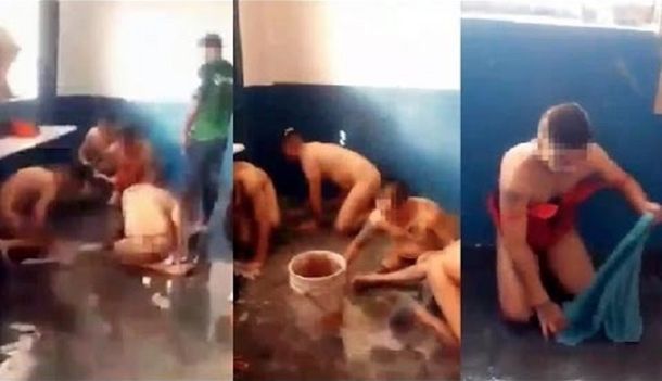 Obligan a narcos mexicanos a limpiar el suelo de una cárcel desnudos