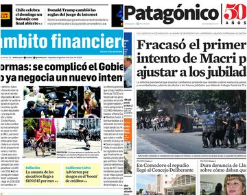 Tapas de diarios del viernes 15 de diciembre de 2017