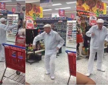 VIDEO: Un abuelo mostró sus habilidades como bailarín en un supermercado lleno