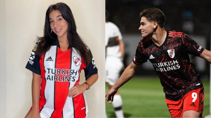 La foto de Luciana Milessi con Julián Álvarez en los festejos de River campeón