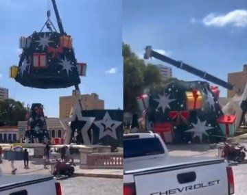 Tragedia en Brasil: una grúa cayó mientras armaba un árbol de Navidad y mató a un hombre