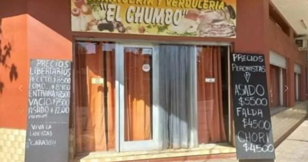 Viral: una carnicería tiene cortes y precios para clientes libertarios y otros para peronistas