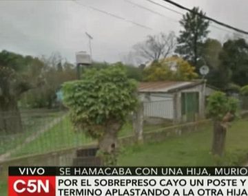 Murió una de sus hijas al ceder la hamaca 