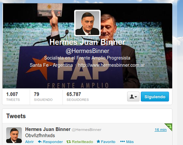 El incomprensible mensaje de Hermes Binner en Twitter