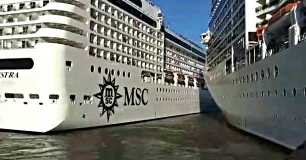 Dos cruceros de lujo chocaron en el puerto de Buenos Aires