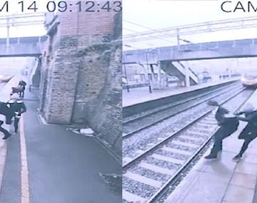 VIDEO: Una mujer salva a un hombre de ser atropellado por un tren