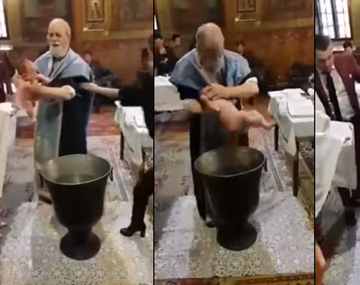 Un sacerdote maltrata a un recién nacido en pleno bautismo