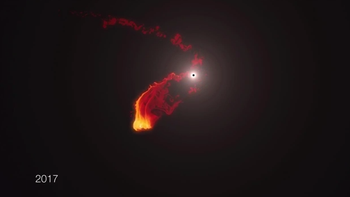 una nube de gas es engullida por un agujero negro una nube de gas es engullida por un agujero negro