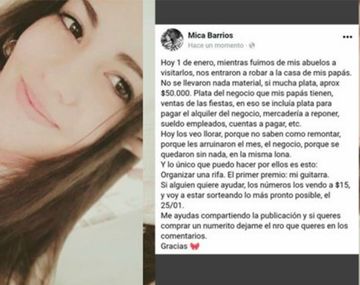 La publicación de la joven en Facebook