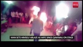 no mires este video si sos impresionable: se prende fuego porque su esposa canto en publico no mires este video si sos impresionable: se prende fuego porque su esposa canto en publico