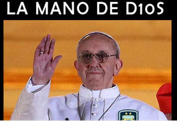 Los afiches futboleros con la bienvenida al nuevo Papa