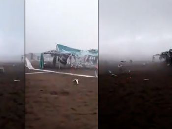 De película: sillas voladoras y carpas destrozadas por una impresionante tormenta en Pinamar