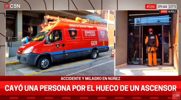 Milagro en Núñez: una mujer cayó por el hueco del ascensor y se salvó