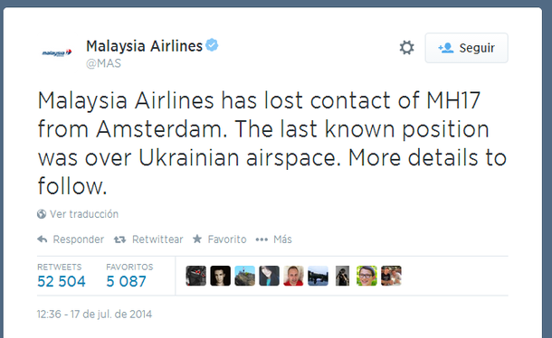 Así anunció Malaysia Airlines cuando perdió contacto con el avión