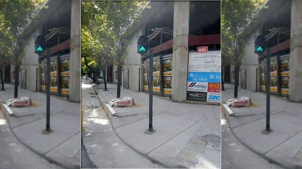 Polémica en la Ciudad: construyeron una rampa para discapacitados alrededor de un semáforo