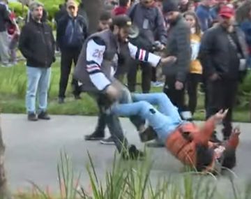 Tensión en la previa al acto de Milei en el Movistar Arena: se agarraron a trompadas