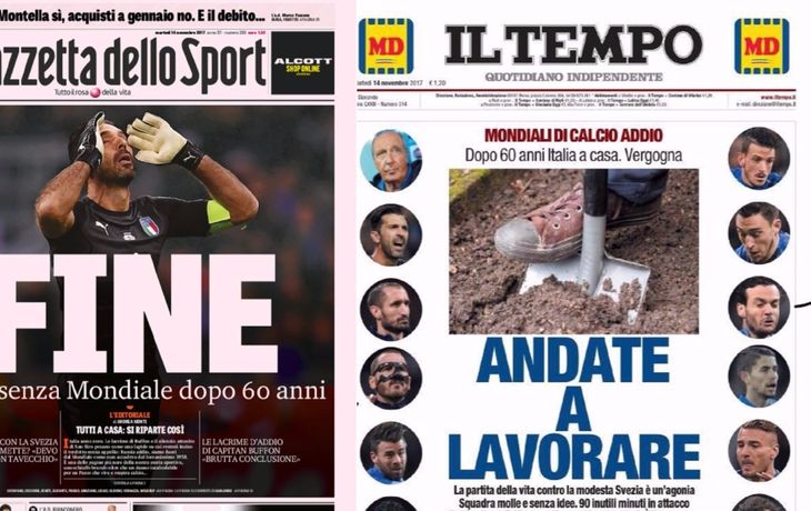 Sin piedad: los diarios de Italia, tras quedar afuera del Mundial