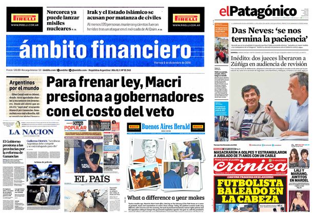 Tapas de diario del 9 de diciembre de 2016