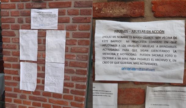La Plata: una vecina empapeló su barrio con juegos para ayudar a los abuelos a pasar la cuarentena