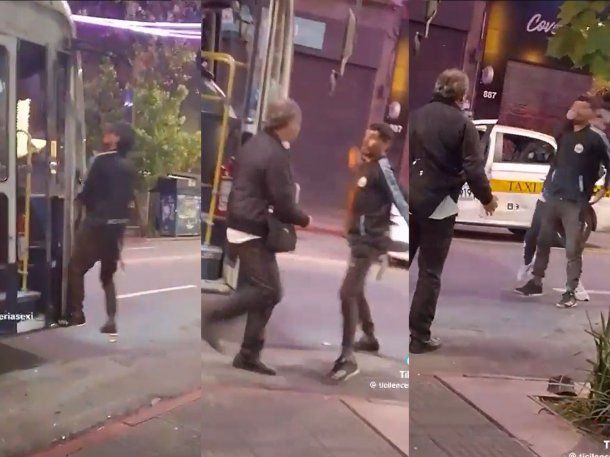 Discutió con un colectivero y un taxista lo tiró al piso de un golpe