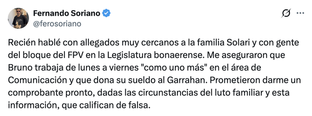 Se cayó la operación libertaria contra Bruno Solari, el hijo de Indio Solari. Se cayó la operación libertaria contra Bruno Solari, el hijo de Indio Solari.