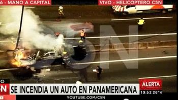 tragedia en panamericana: se incendio un auto y tres personas murieron tragedia en panamericana: se incendio un auto y tres personas murieron
