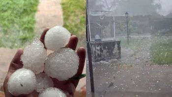Impresionante granizo en Santa Fe, en medio del temporal.