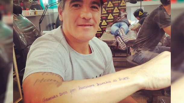 El nuevo tatuaje de Ariel Ortega dedicado a los hinchas de River