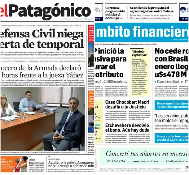 Tapas de diarios del viernes 2 de febrero de 2018