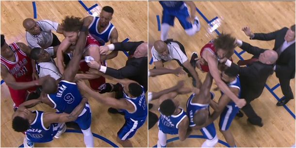 Así se golpeaban Ibaka y Robin López