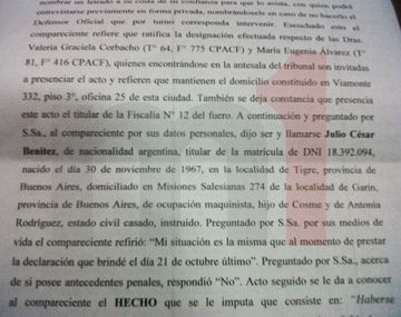 La declaración completa del motorman Julio Benítez