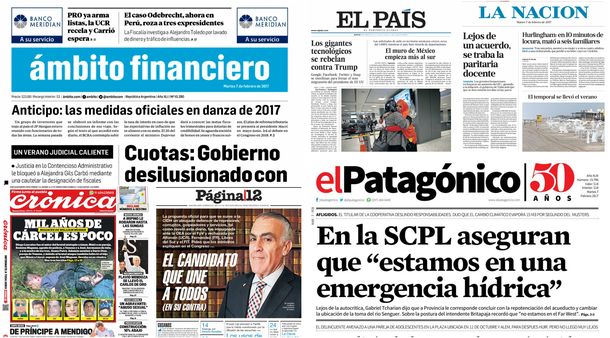 Tapas de diarios del martes 7 de febrero de 2017