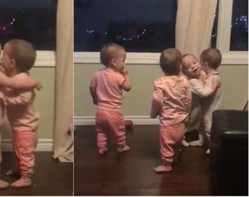 Los cuatrillizos que se abrazan se hicieron virales