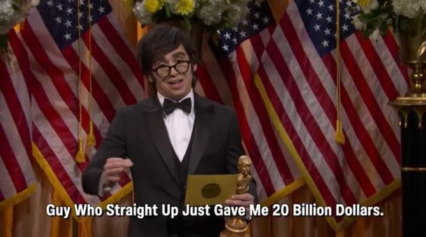 Javier Milei fue parodiado en Saturday Night Live: Trump me tiró 20 mil millones de dólares