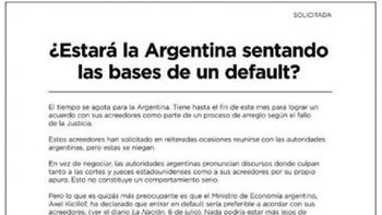 nueva solicitada buitre acusa al pais de buscar el default nueva solicitada buitre acusa al pais de buscar el default