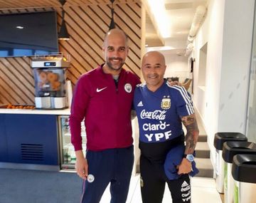 Guardiola y Sampaoli, con ropa de entrenamiento
