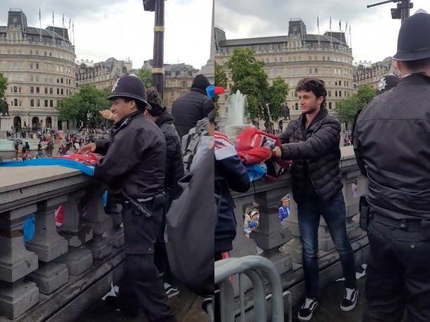 VIDEO: La policía inglesa retiró banderas de los hinchas argentinos en Londres