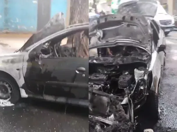 Accidente en Parque Avellaneda: un auto chocó contra un poste de luz y se prendió fuego